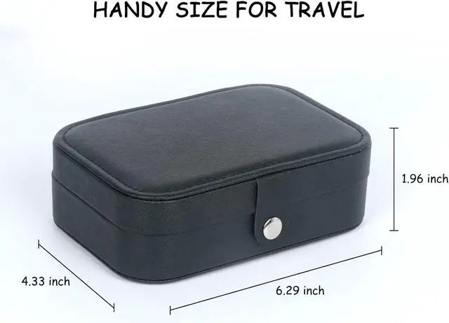 Alt view image 2 of 7 - Travel Jewelry Box, Small Jewelry Organizer Boxes for Women Girls, 2 Layer Travel Jewlery Case, PU Leather Mini Portable Jewerly Storage Display Holder for Earrings, Ring, Necklaces, Bracelets Black 1