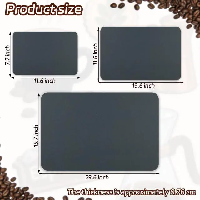 Alt view image 6 of 6 - Coffee Mat 7.7 x 11.6 Inch Coffee Machine Drying Pad, Rubber Backed Quick Drying Mat for Kitchen Counters, Anti Slip and Wear Resistant, Coffees Table Decorations and Table Decorations(Black Grey)