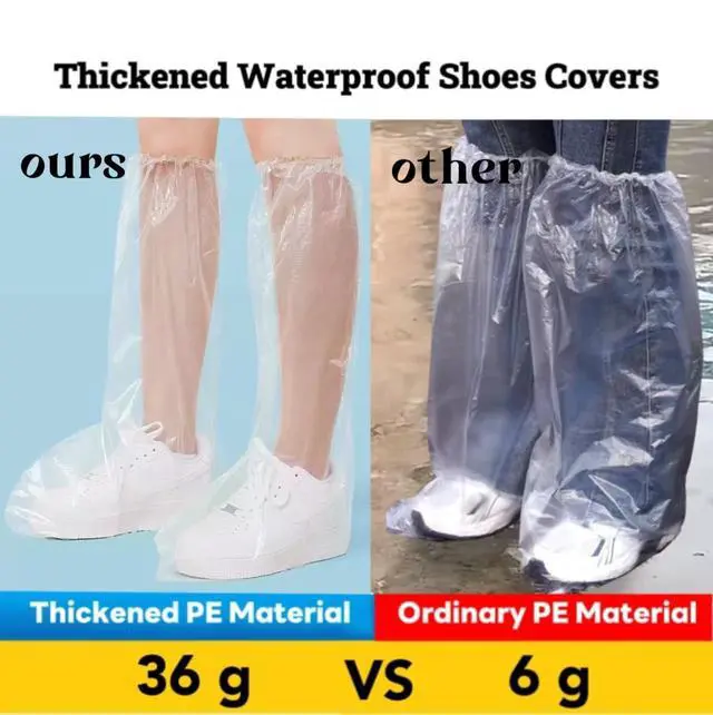 Alt view image 3 of 6 - 16 PCS Shoe Covers Disposable Non Slip,Thickened Waterproof Shoes Covers,19 inch Tall,Long Plastic Waterproof Shoes and Boots for Rain Covers Thicken Shoe Protector for Men and Women (8 Pairs,Clear)