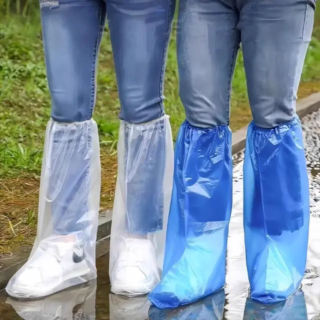 Alt view image 6 of 6 - 16 PCS Shoe Covers Disposable Non Slip,Thickened Waterproof Shoes Covers,19 inch Tall,Long Plastic Waterproof Shoes and Boots for Rain Covers Thicken Shoe Protector for Men and Women (8 Pairs,Clear)