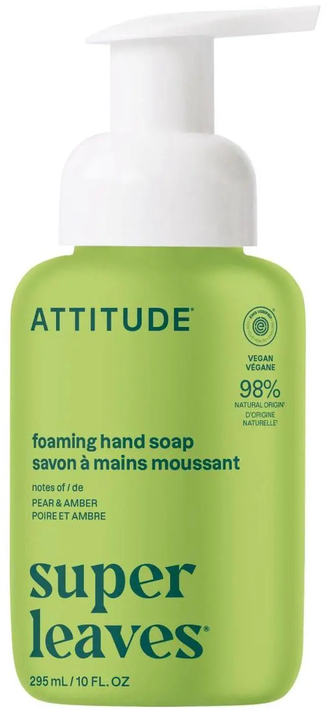 Main image of ATTITUDE Foaming Hand Soap, EWG Verified, Plant and Mineral-Based Ingredients, Vegan and Cruelty-free Personal Care Products, Pear & Amber Scent, 10 Fl Oz