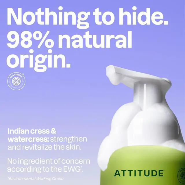 Alt view image 3 of 7 - ATTITUDE Foaming Hand Soap, EWG Verified, Plant and Mineral-Based Ingredients, Vegan and Cruelty-free Personal Care Products, Pear & Amber Scent, 10 Fl Oz