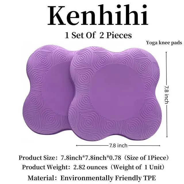 Alt view image 2 of 6 - Yoga Knee Guards (Set of 2) - Male and Female Yoga Props and Accessories for Fitness, Travel, Meditation, Kneeling, Balance, Floor, Pilates Pads for Knee and Elbow (Purple)