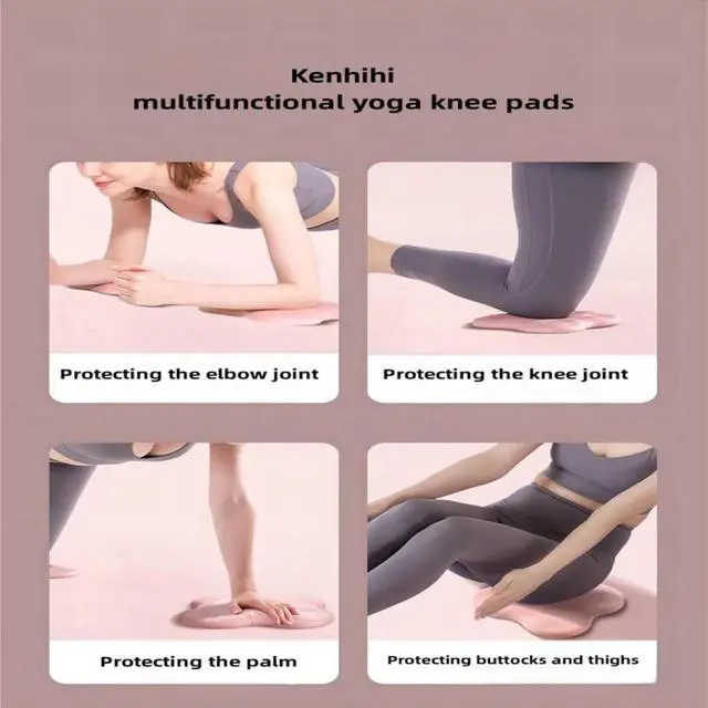 Alt view image 4 of 6 - Yoga Knee Guards (Set of 2) - Male and Female Yoga Props and Accessories for Fitness, Travel, Meditation, Kneeling, Balance, Floor, Pilates Pads for Knee and Elbow (Purple)