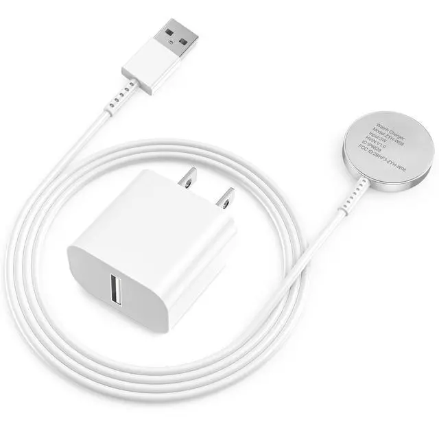 Alt view image 7 of 7 - for Apple Watch Charger, 3.3FT Magnetic Charging Cable with USB A Wall Charger for Apple iWatch Series Ultra/10/9/8/7/6/SE/5/4/3/2, White