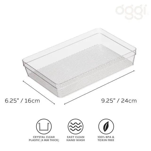 Alt view image 2 of 7 - Drawer Organizer - 6" X 9" - Ideal for Organizing Kitchen Drawers, Office, Desk, Silverware, Kitchen Utensils, Cosmetics and Bathrooms, Rectangular, Clear, 1.0 Count
