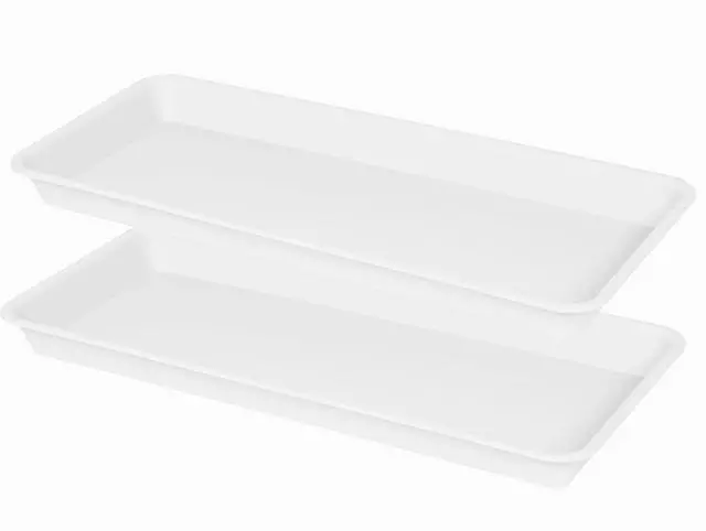 Main image of 2 Pack Plastic Plant Saucer, Rectangular, Indoors Outdoor, Water Drip Tray for Planter, Windowsill (6 X 11 Inch, Creamy White)