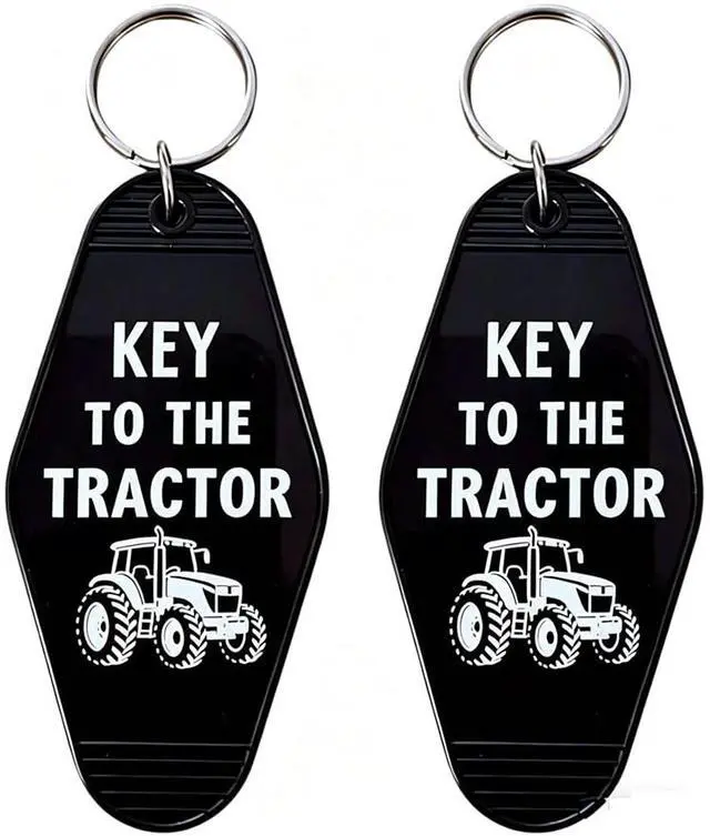 Main image of Tractor Keychains 2 Pack, Key to The Tractor Motel Keychain, Retro Farm Key Tag for Farmers, Ranchers, Tractor Lovers