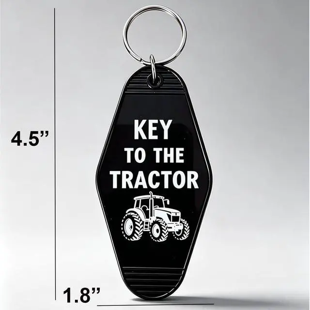 Alt view image 2 of 2 - Tractor Keychains 2 Pack, Key to The Tractor Motel Keychain, Retro Farm Key Tag for Farmers, Ranchers, Tractor Lovers