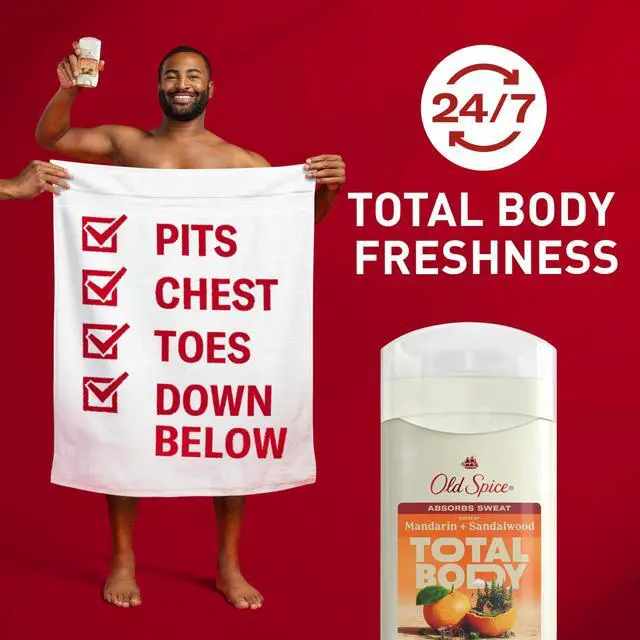 Alt view image 2 of 7 - Whole Body Deodorant Stick for Men, Aluminum Free, Mandarin + Sandalwood Scent, 24/7 Odor Protection, 24/7 Freshness, Dermatologist Tested, Gentle on Skin, Safe to Use All Over, 3.0 oz