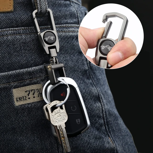 Alt view image 6 of 7 - Metal Car Fob Keychain,Heavy Duty Key Chain with 2 Detachable Key Rings,Key Holder Clip for Keychains Men And Women (Pack of 2(gunmetal+gunmetal))