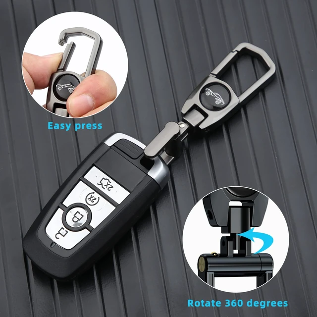 Alt view image 4 of 7 - Metal Car Fob Keychain,Heavy Duty Key Chain with 2 Detachable Key Rings,Key Holder Clip for Keychains Men And Women (Pack of 2(gunmetal+gunmetal))