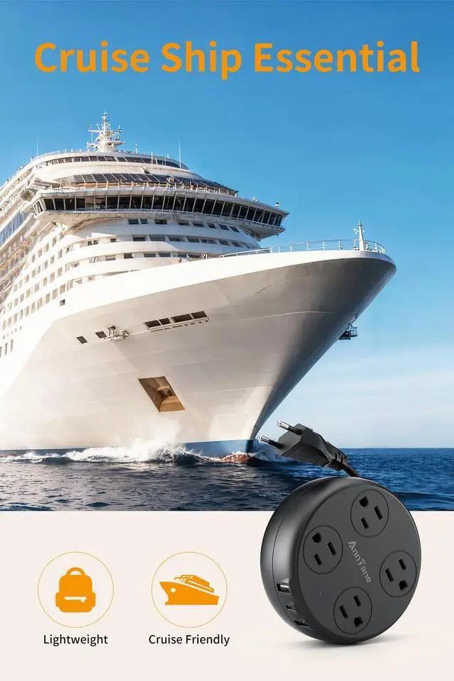 Alt view image 6 of 7 - European Travel Plug Adapter with 4 AC Outlets & 3 USB Ports (USB-C),Type C Adapter for US to Most of Europe Iceland Spain France Germany and More (Black)