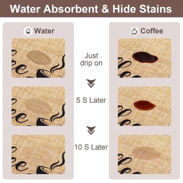 Alt view image 2 of 7 - Absorbent Coffee Mat, Fashion Dish Drying Mat for Kitchen Counter Coffee Bar Accessories Espresso Machine Dish Rack 12" x 20" Beige