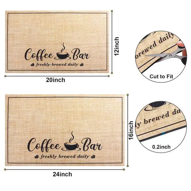 Alt view image 6 of 7 - Absorbent Coffee Mat, Fashion Dish Drying Mat for Kitchen Counter Coffee Bar Accessories Espresso Machine Dish Rack 12" x 20" Beige