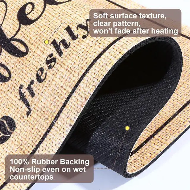 Alt view image 7 of 7 - Absorbent Coffee Mat, Fashion Dish Drying Mat for Kitchen Counter Coffee Bar Accessories Espresso Machine Dish Rack 12" x 20" Beige