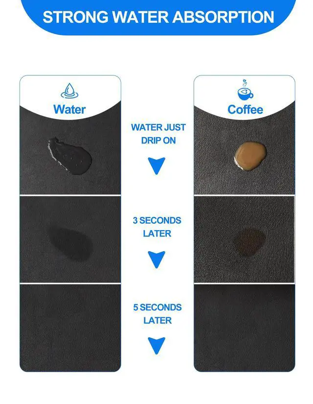 Alt view image 2 of 7 - Dish Drying Mat for Kitchen Counter, 12"x19" Dish Drying Pad with Non-slip Rubber Backed, Hide Stain Anti Absorbent for Kitchen Counter, Drying Mat for Coffee Machine Dish Rack (Black)