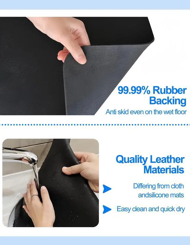 Alt view image 5 of 7 - Dish Drying Mat for Kitchen Counter, 12"x19" Dish Drying Pad with Non-slip Rubber Backed, Hide Stain Anti Absorbent for Kitchen Counter, Drying Mat for Coffee Machine Dish Rack (Black)