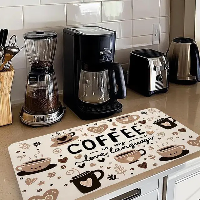Alt view image 3 of 5 - Coffee Mat for Kitchen Counter, 12" x 20" Super Absorbent Dish Drying Mat Hide Stain Bar Mats with Non-slip Rubber Backed, Kitchen Drying Pad for Countertops, Coffee Maker, Espresso Machine