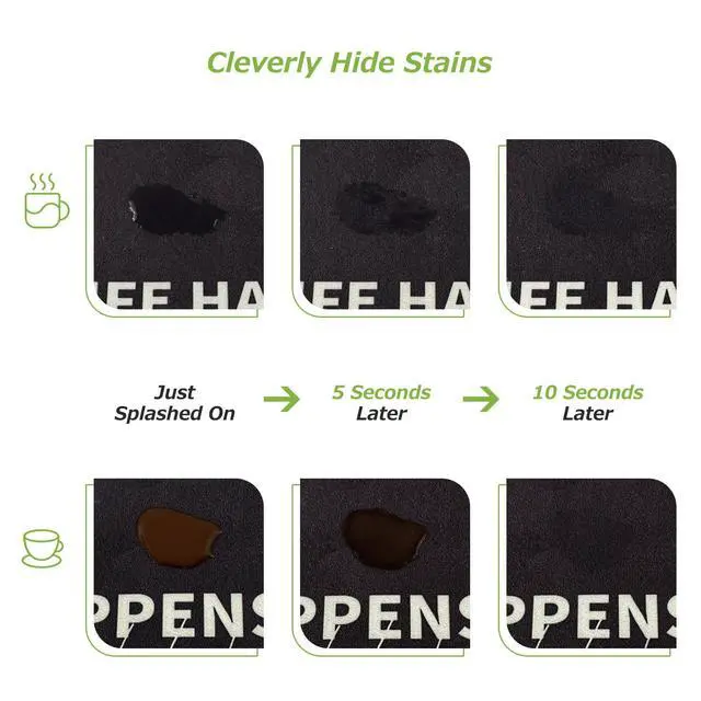 Alt view image 3 of 7 - Coffee Mat for Countertop, 12" x 19" Absorbent Coffee Bar Mat, Funny Coffee Station Decor, Hide Stains Dish Drying Mat for Kitchen, Life Happens Coffee Helps