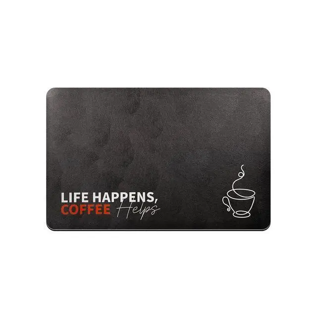 Alt view image 7 of 7 - Coffee Mat for Countertop, 12" x 19" Absorbent Coffee Bar Mat, Funny Coffee Station Decor, Hide Stains Dish Drying Mat for Kitchen, Life Happens Coffee Helps