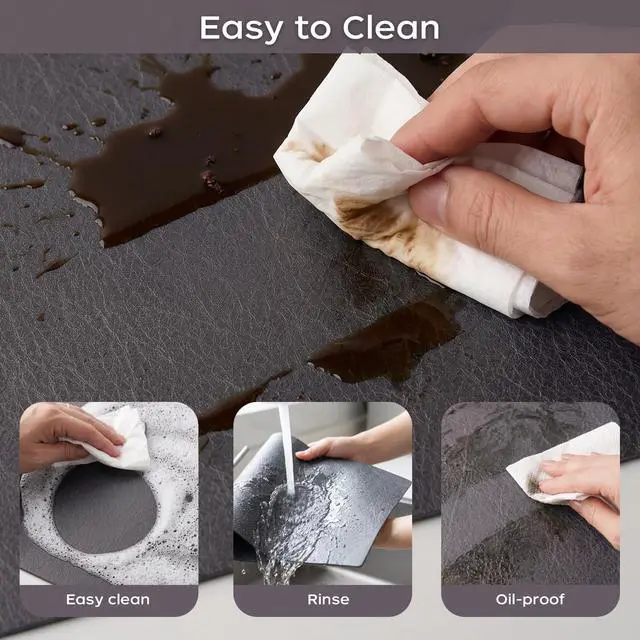 Alt view image 6 of 7 - Coffee Mat, Dish Drying Mat, Leather-Grain, Grey, 12x19 in