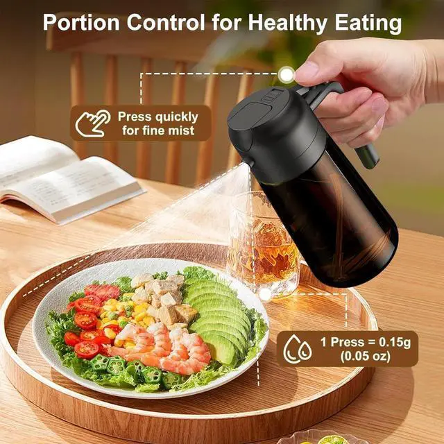 Alt view image 3 of 3 - Kitchen Maiden 2 in 1 Oil Dispenser - 16 oz - Olive Green (Black)
