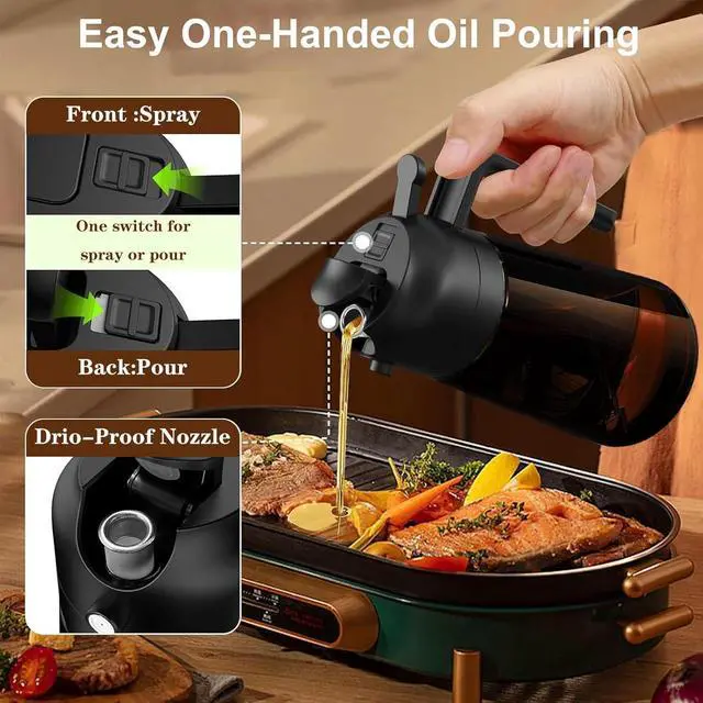 Alt view image 2 of 3 - Kitchen Maiden 2 in 1 Oil Dispenser - 16 oz - Olive Green (Black)