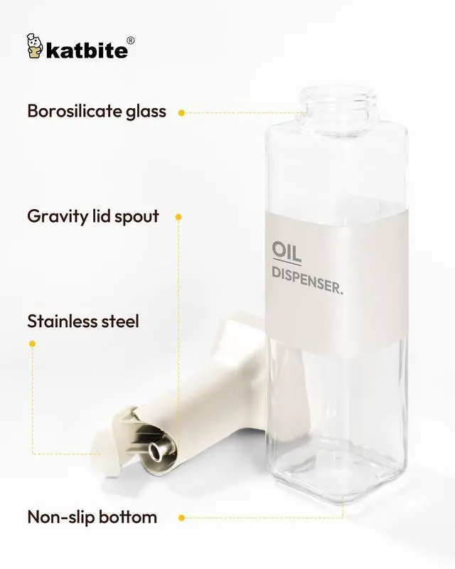 Alt view image 5 of 7 - 16oz Glass Olive Oil Dispenser Bottle for Kitchen Cooking - Leakproof Kitchen Essential with Precise Pouring Spout for Salad, Air Fryer, BBQ, Non-Stick Pans, Easy Refill and Use, Light Grey