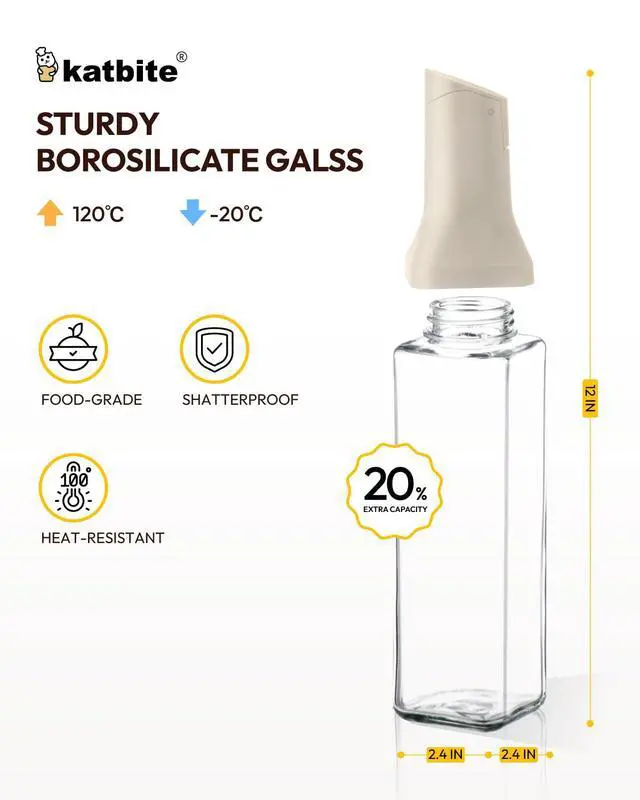 Alt view image 4 of 7 - 16oz Glass Olive Oil Dispenser Bottle for Kitchen Cooking - Leakproof Kitchen Essential with Precise Pouring Spout for Salad, Air Fryer, BBQ, Non-Stick Pans, Easy Refill and Use, Light Grey