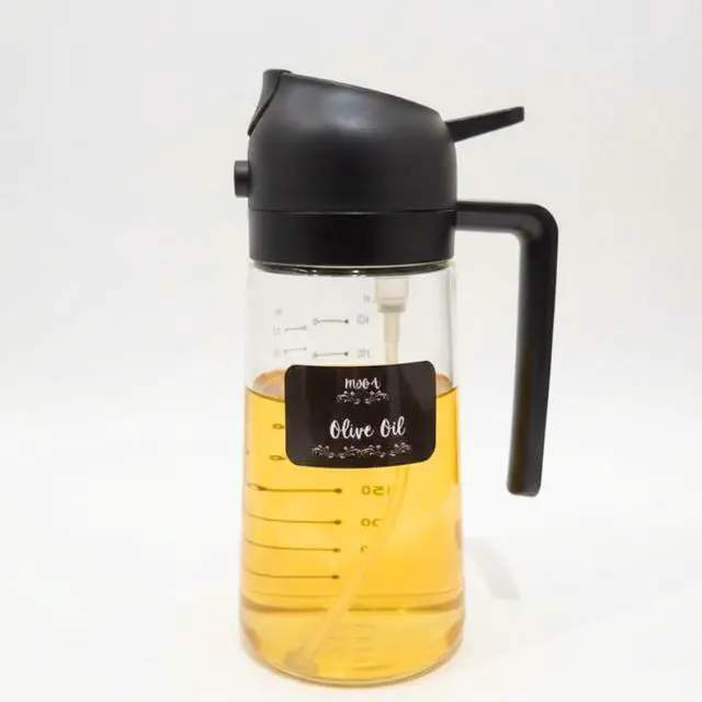 Main image of Green, 16oz/470ml, Premium BPA-Free Oil Dispenser Bottle for Cooking, Scales to keep track of measure, Salad, BBQ (Black)