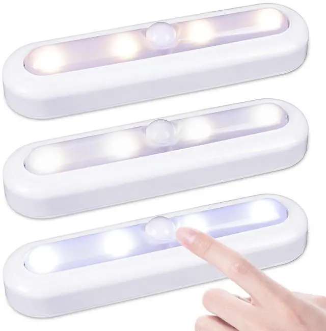 Main image of 3 Pack 7 Dimmable Push Tap Lights, Stick on LED Touch Lights AAA Battery Operated for Kitchen, Closet, Under Cabinet, 3 Color Modes