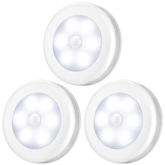 Main image of Upgraded 3.15 Motion Sensor Light Indoor, Cordless Battery Powered Stick on LED Night Lights for Closet, Stair, Under Cabinet, Hallway, Kitchen (White - Pack of 3)