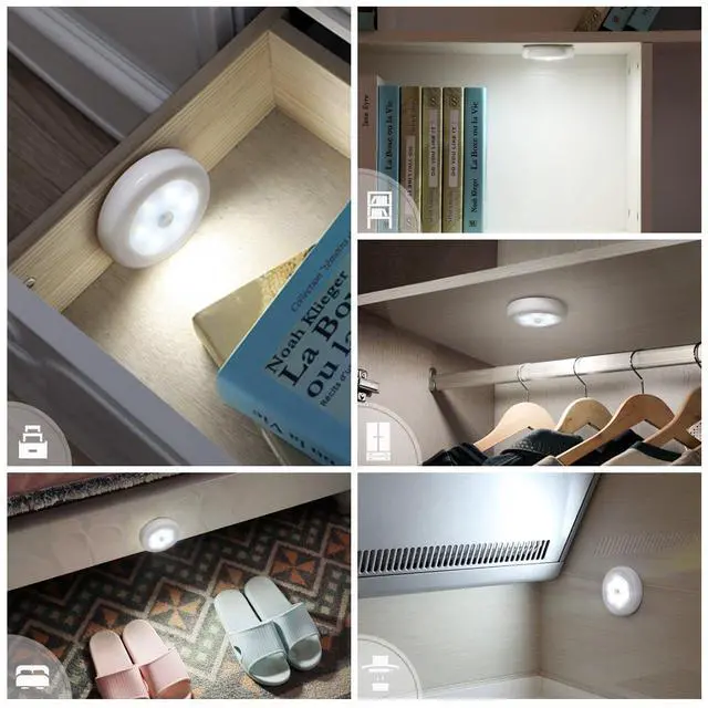 Alt view image 2 of 7 - Upgraded 3.15 Motion Sensor Light Indoor, Cordless Battery Powered Stick on LED Night Lights for Closet, Stair, Under Cabinet, Hallway, Kitchen (White - Pack of 3)