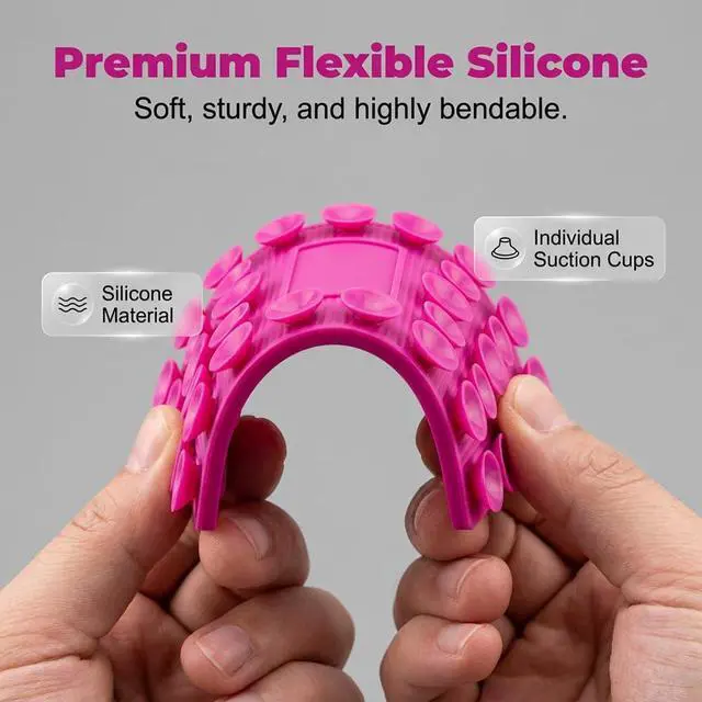 Alt view image 3 of 7 - Silicone Phone Stand with Aluminum, Foldable Bendable Adjustable Holder for Desk, Portable Multi-Angle Stand (Coffee)