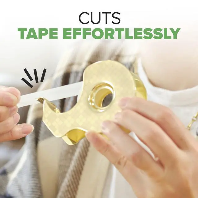 Alt view image 4 of 6 - 100-Year Anniversary Limited Edition Gold Tape Dispenser with 2 Magic Tape Refills (3/4 in x 550 in Roll, 66% Plant-Based Adhesive), Refillable, Single Pack