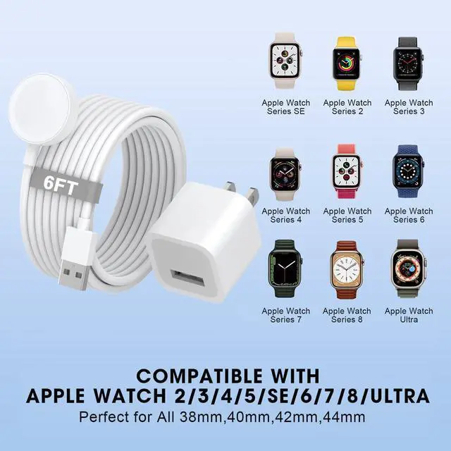 Alt view image 6 of 7 - Watch Charger for Apple Watch Charger,Long 6.6FT iWatch Portable Wireless Fast Charging Cable Cord with USB Wall Charge Plug Adapter Block Compatible with Apple Watch Series 10/9/8/7/SE/6/5/4/3/2