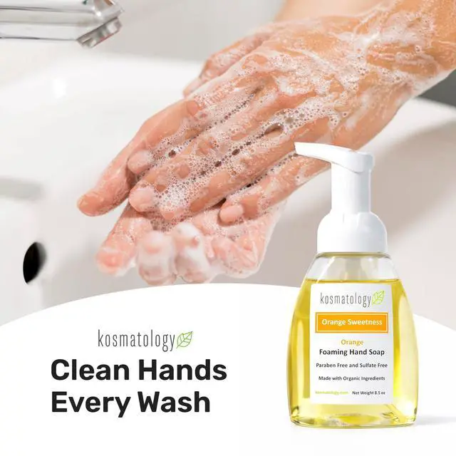 Alt view image 2 of 7 - Organic Foaming Hand Soap | Orange Sweetness Moisturizing Hand Wash | Clean Ingredients, Infused with Essential Oils (8.5 fl oz)