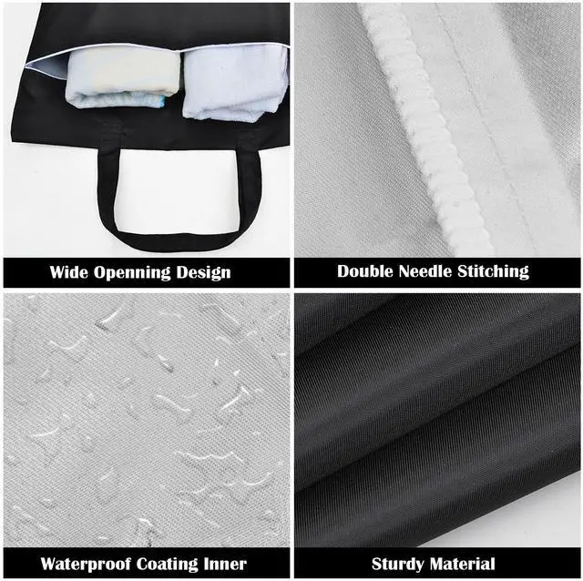 Alt view image 3 of 7 - 2 Pcs Large Travel Laundry Bags - Washable Waterproof Wet Dry Bags for Dirty Clothes, Swimsuits, Gym Clothes, Laundry, Swimming Pool, Yoga, College Dorm (Black+Grey)