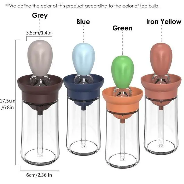 Alt view image 2 of 7 - Oil Dispenser with Brush - Glass Olive Oil Dispenser for Kitchen, 2 IN 1 Oil Dispenser Bottle with Silicone Basting Brush for Cooking Vinegar Sauce BBQ Grill Frying, T-OB21, Grey