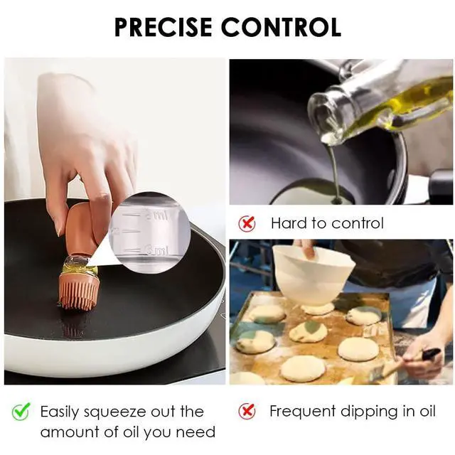 Alt view image 5 of 7 - Oil Dispenser with Brush - Glass Olive Oil Dispenser for Kitchen, 2 IN 1 Oil Dispenser Bottle with Silicone Basting Brush for Cooking Vinegar Sauce BBQ Grill Frying, T-OB21, Grey