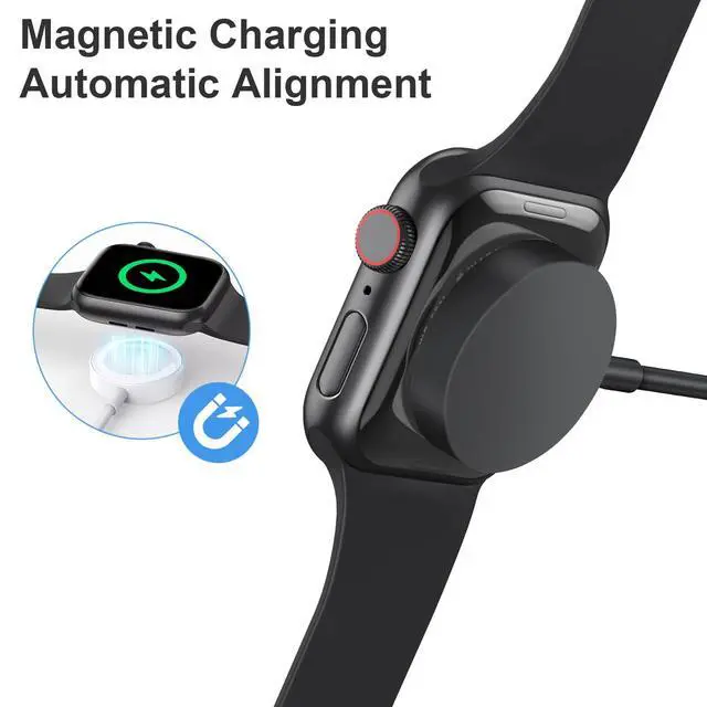 Alt view image 6 of 7 - Fast Charger for Apple Watch Charger, Magnetic iWatch Charger to USB A Cable 3.3FT with USB A Wall Plug Adapter for Apple iWatch Series Ultra/10/9/8/7/6/SE/5/4/3/2 (Black)