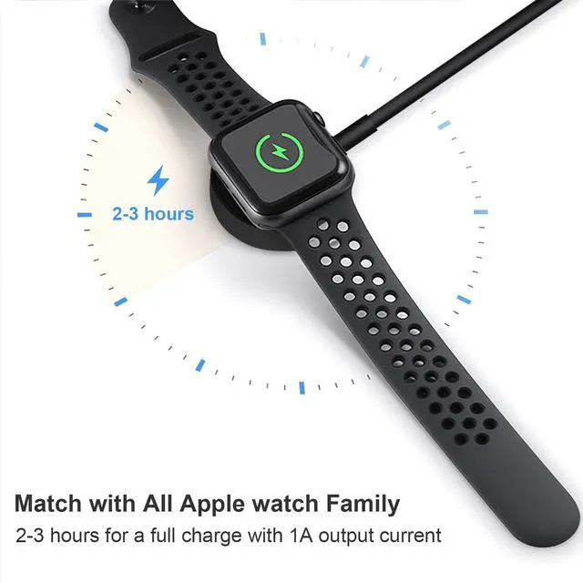 Alt view image 7 of 7 - Fast Charger for Apple Watch Charger, Magnetic iWatch Charger to USB A Cable 3.3FT with USB A Wall Plug Adapter for Apple iWatch Series Ultra/10/9/8/7/6/SE/5/4/3/2 (Black)