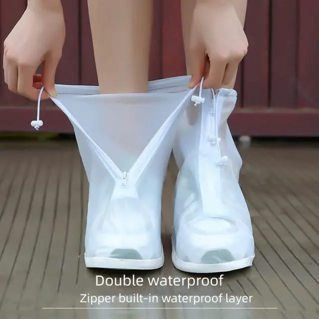 Alt view image 2 of 6 - Waterproof Shoe Covers - Boot Covers Shoe Covers for Rain Overshoes Reusable Over Shoes Galoshes Shoe Protectors with Waterproof Zipper Not-Slip Rain Shoe Covers for Women and Men