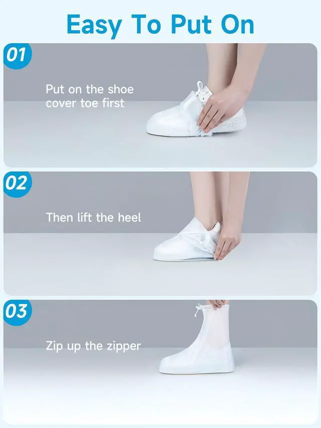 Alt view image 6 of 6 - Waterproof Shoe Covers - Boot Covers Shoe Covers for Rain Overshoes Reusable Over Shoes Galoshes Shoe Protectors with Waterproof Zipper Not-Slip Rain Shoe Covers for Women and Men