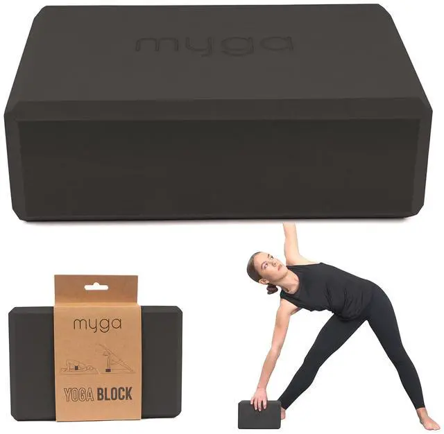 Main image of Yoga Block - Lightweight EVA Foam Yoga Brick - High Density Non-Slip Block for Yoga Poses, Pilates, Balance and Flexibility - Black