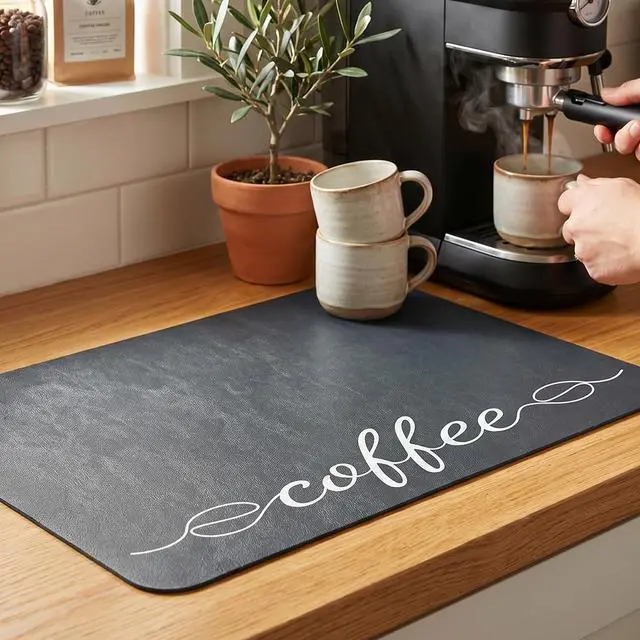 Main image of Coffee Mat Dish Drying Mat for Kitchen Coffee Bar Accessories 12"x19"