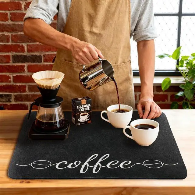 Alt view image 2 of 7 - Coffee Mat Dish Drying Mat for Kitchen Coffee Bar Accessories 12"x19"