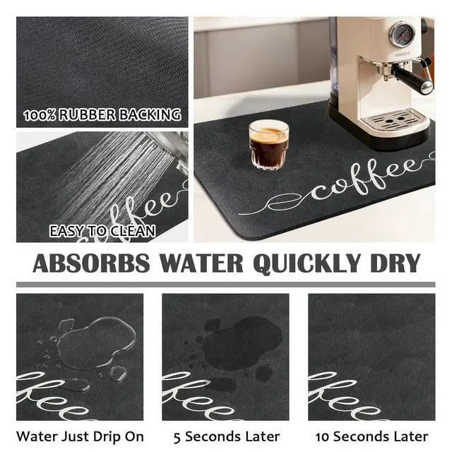 Alt view image 6 of 7 - Coffee Mat Dish Drying Mat for Kitchen Coffee Bar Accessories 12"x19"