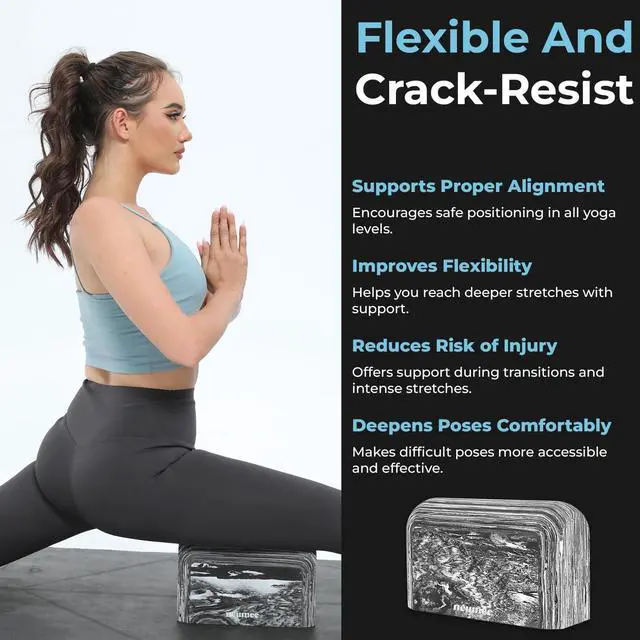 Alt view image 5 of 7 - Yoga Block, EVA Foam Yoga Brick with Arc Shape & Non-Slip Grip, Lightweight Portable Yoga Block for Women Men, Ink Painting Design, Yoga Accessories for Poses, Pilates, Meditation